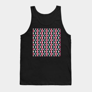 Light pink, dark blue retro geometrical semicircles pattern on pink Tank Top